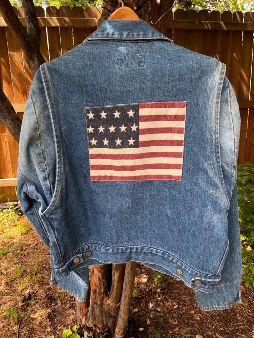 Vintage Ralph Lauren Polo American Flag denim jacket women Size M